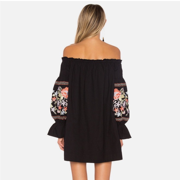 FREE PEOPLE FLEUR DU JOUR OFF-THE-SHOULDER EMBROIDERY DRESS BLACK - Picture 3 of 8